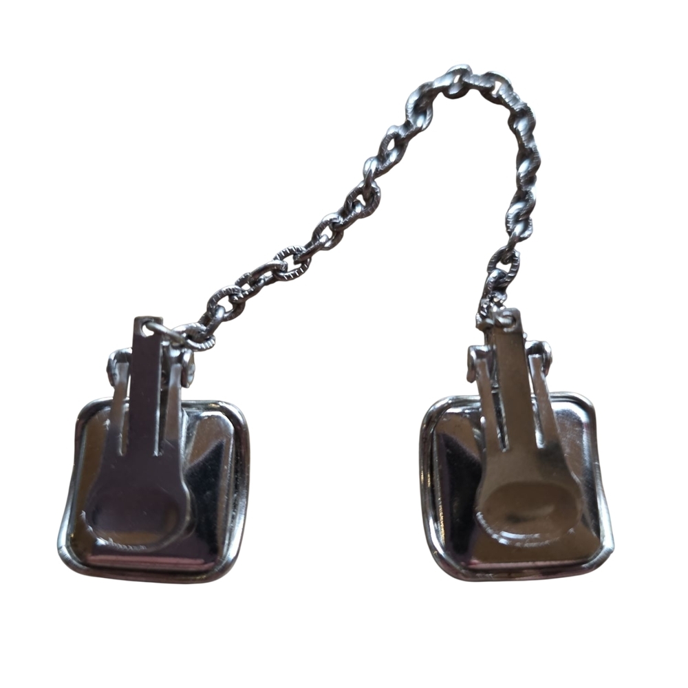 Rare Standing Unicorn Silver Chain Link Sweater Clip with Black and Red Accents - Picture 4 of 4